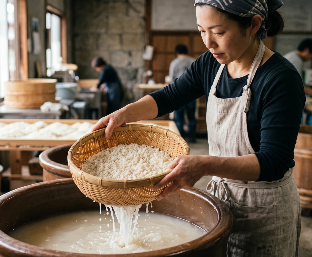 Woman holding grain basket